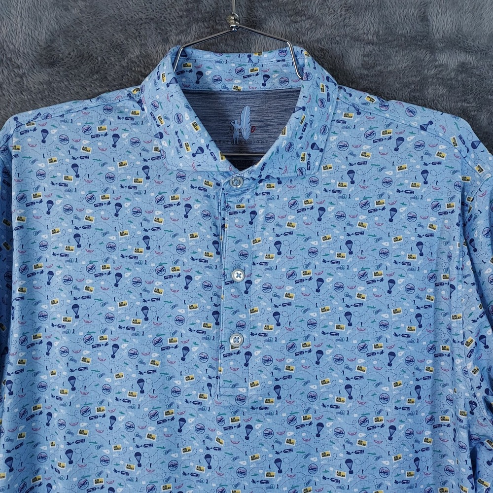 NWT Johnnie-O Air Mail Gulf Blue Polo Performance Stretch Men's Small $110.00